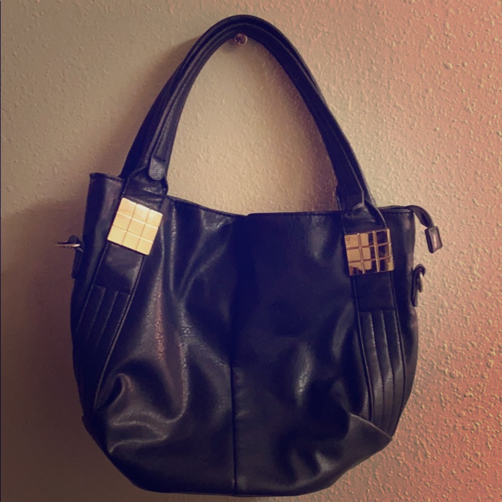 ✅ VINTAGE Stylish Ladies Purse Chic Shoulder Bag -Black with gold color accents
